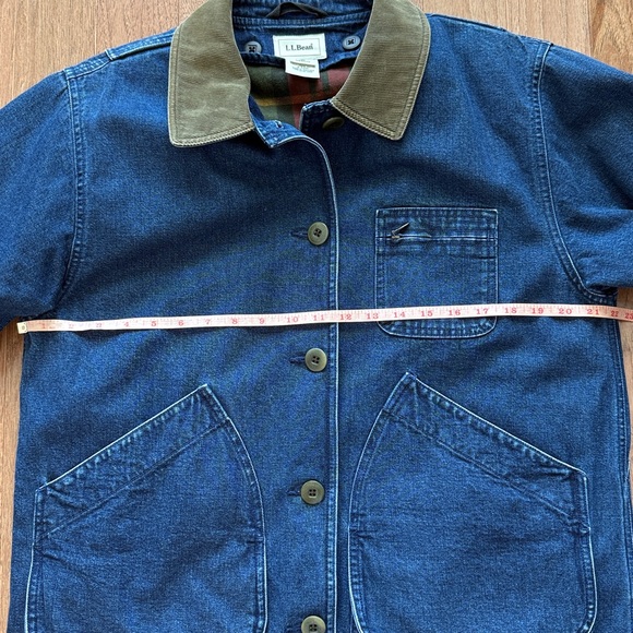 Vintage L.L. Bean cotton denim jean chore coat jacket lined collar women’s M - Picture 8 of 9